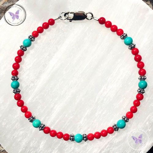 Coral & Turquoise Bead Bracelet
